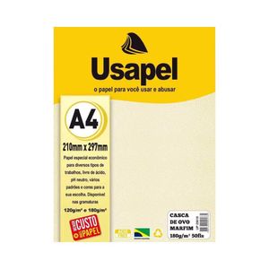 Papel Casca de Ovo Marfim A4 210x297mm 180g/m² Usapel (50 Folhas)