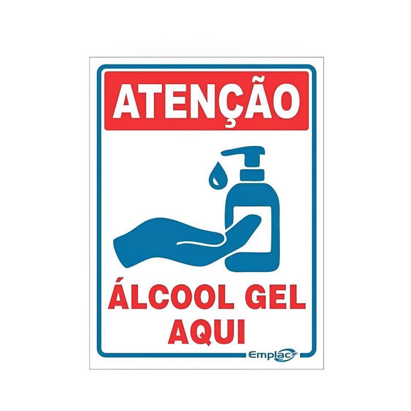 Placa-Atencao-Alcool-Gel-Aqui-20x15cm-Emplac--1-unidade-