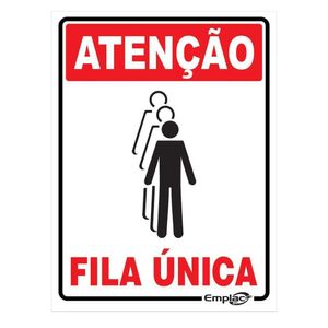 Placa Atenção Fila Única 20x15cm Emplac (1 unidade)