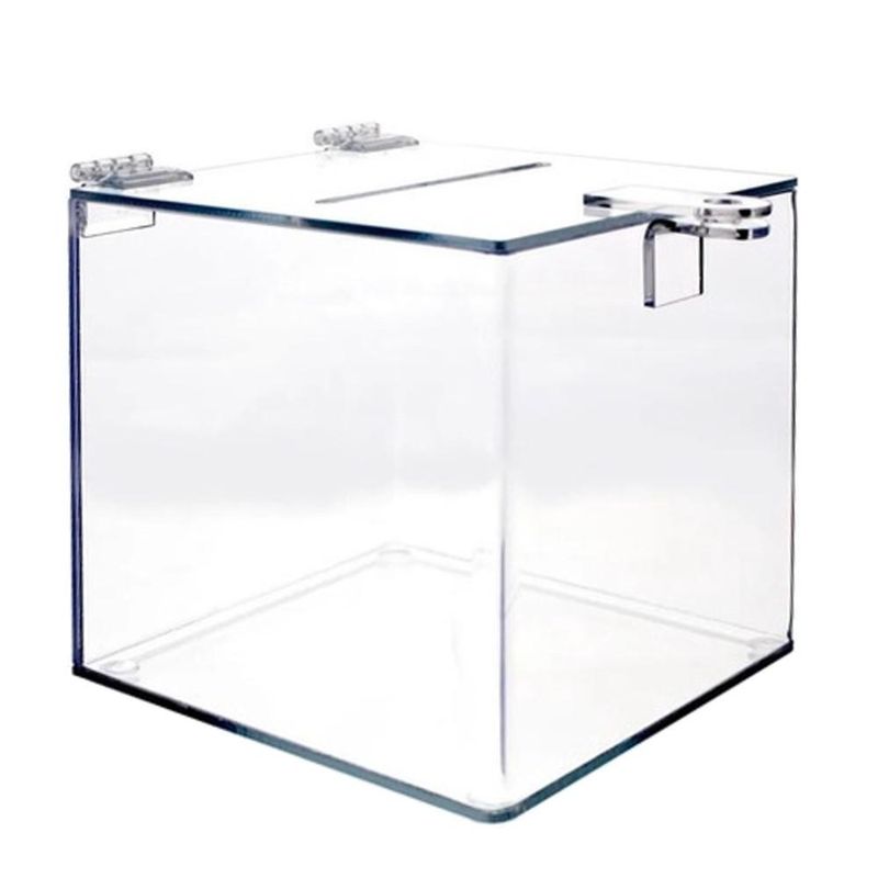 Urna-de-Acrilico-Tipo-Cubo--Quadrada--150x150mm-Irmaos-Haluli--01-unidade-