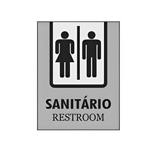 Placa Sanitário Misto Prata 20x15cm Português/Inglês Emplac (1 unidade)