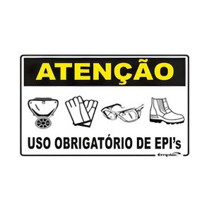 Placa Atenção Uso Obrigatório De Epi's 30x20cm Emplac (1 unidade)