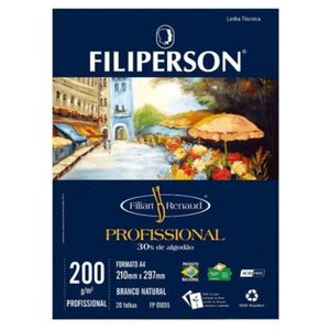 Bloco Artístico Filiart Renaud Profissional Filiperson 200g A4 (20 Folhas)