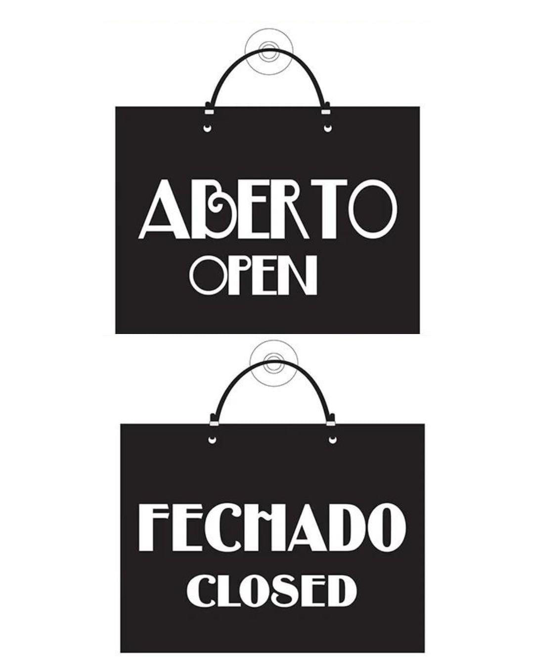 Placas Sinalização Aberto/Fechado Preta 15x20cm Emplac (1 unidade ...