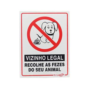 Placa Vizinho Legal Recolhe As Fezes Do Seu Animal 20x15cm Emplac (1 unidade)