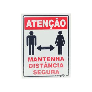 Placa Atenção Mantenha Distância Segura 20x15cm Emplac (1 unidade)