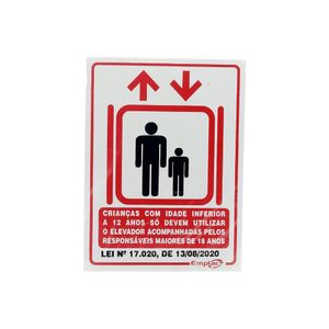 Placa Elevador Crianças Lei 17.020 20x15cm Emplac (1 unidade)