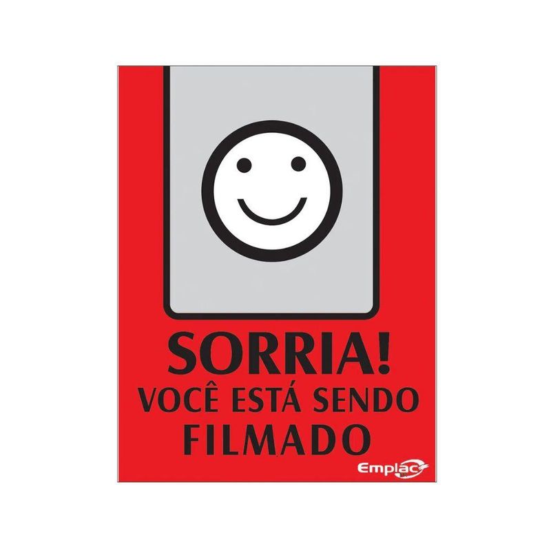 Placa-Sorria-Voce-Esta-Sendo-Filmado-Vermelho-20x15mm-Emplac--1-unidade-