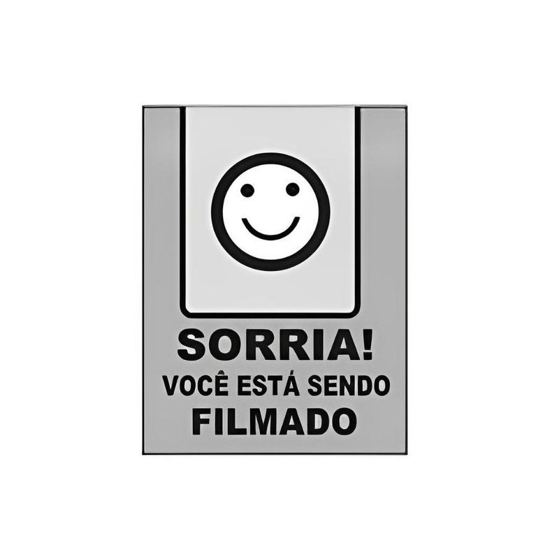 Placa-Sorria-Voce-Esta-Sendo-Filmado-Prata-20x15cm-Emplac--1-unidade-