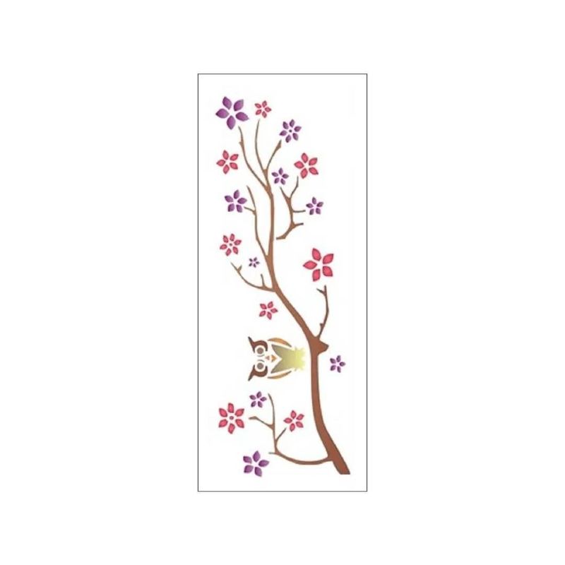 Stencil Simples de Acetato para Pintura 10x30cm Ref. OPA 964 Coruja no Galho OPA (01 unidade)