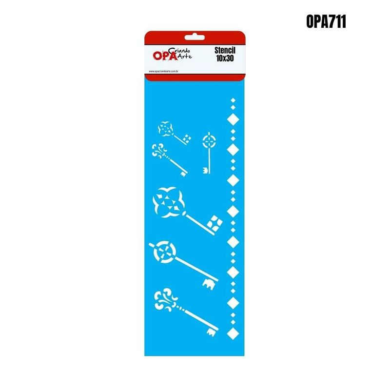 Stencil Simples de Acetato para Pintura 10x30cm Ref. OPA 711 Chaves OPA (01 unidade)