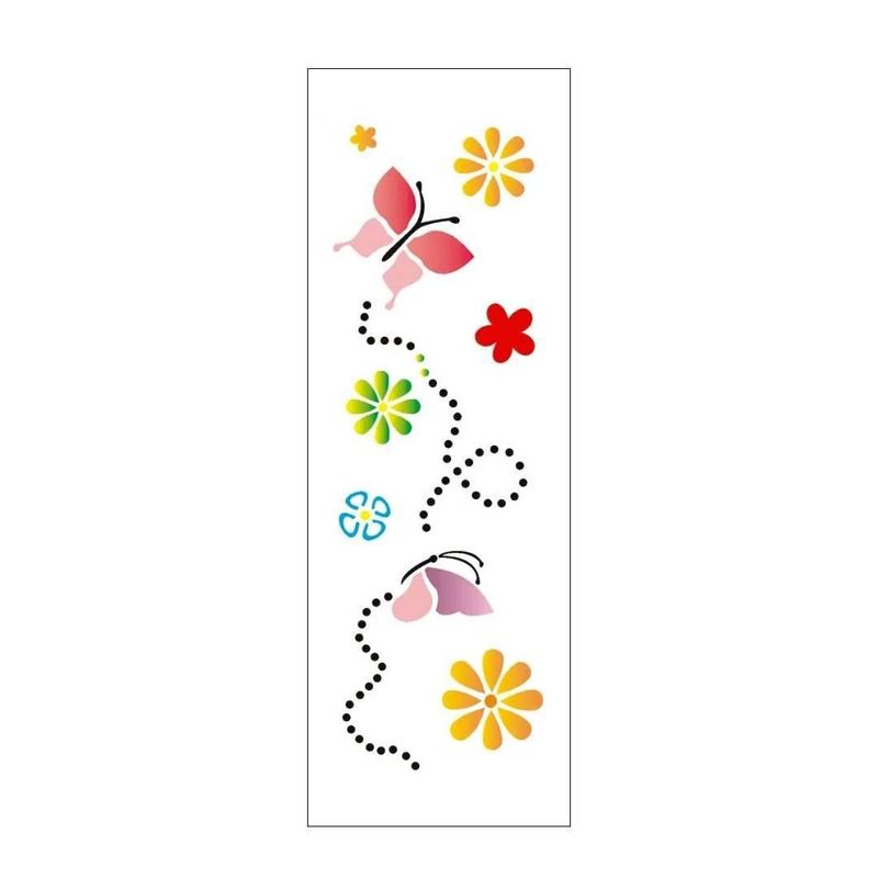 Stencil-Simples-de-Acetato-para-Pintura-10x30cm-Ref.-OPA-480-Borboletas-e-Flores-III-OPA--01-unidade-