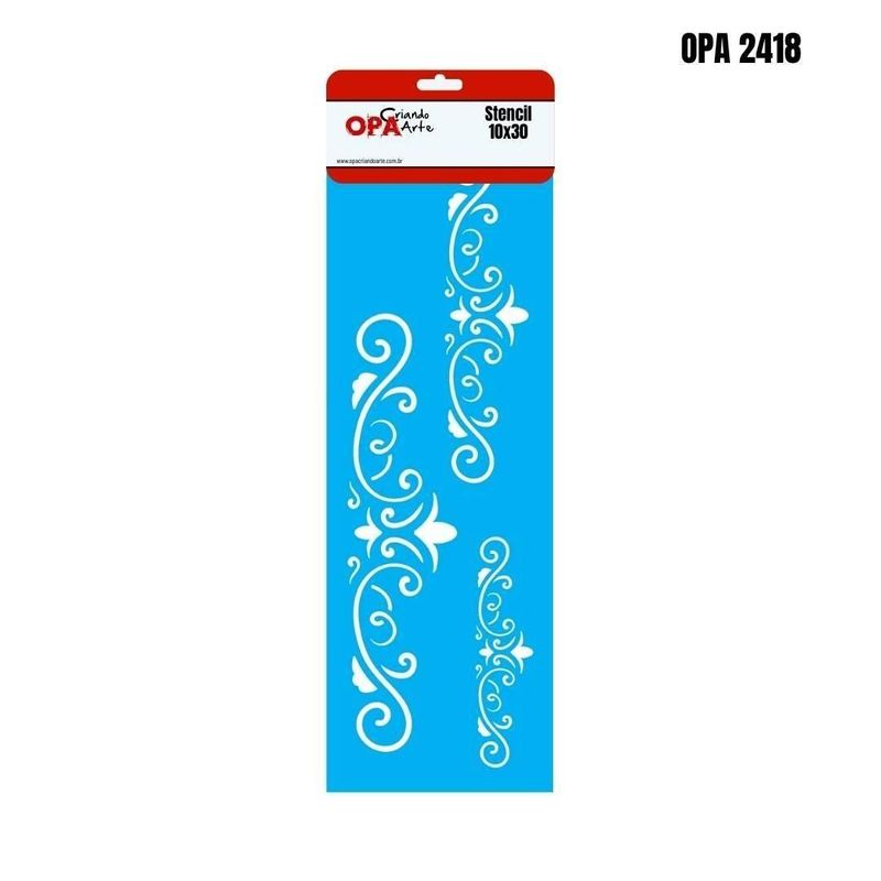 Stencil-Simples-de-Acetato-para-Pintura-10x30cm-Ref.-OPA-2418-Arabesco-Tres-Lancas-OPA--01-unidade-