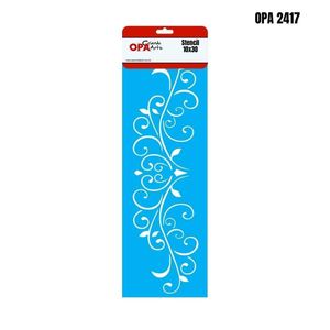 Stencil Simples de Acetato para Pintura 10x30cm Ref. OPA 2417 Arabesco Folhas e Coração OPA (01 unidade)