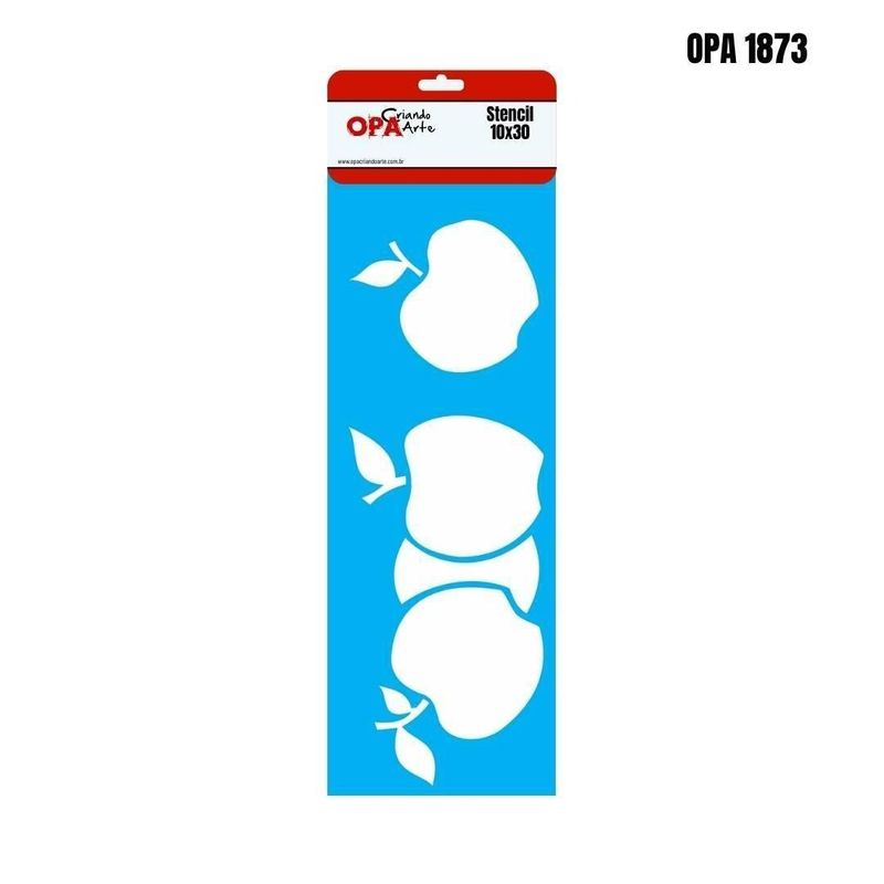 Stencil Simples de Acetato para Pintura 10x30cm Ref. OPA 1873 Frutas Maçã OPA (01 unidade)