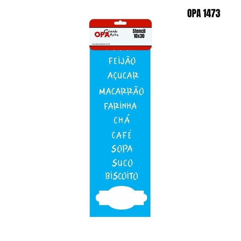 Stencil Simples de Acetato para Pintura 10x30cm Ref. OPA 1473 Palavras Placas Alimentos OPA (01 unidade)