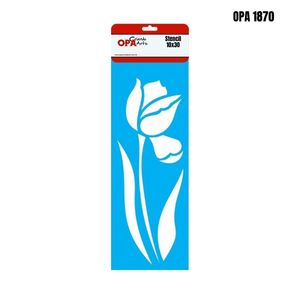 Stencil Simples de Acetato para Pintura 10x30cm Ref. OPA 1870 Estamparia Flor Tulipa I OPA (01 unidade)
