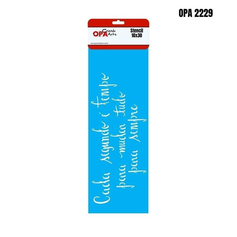 Stencil Simples de Acetato para Pintura 10x30cm Ref. OPA 2229 Estamparia Frase Tempo OPA (01 unidade)