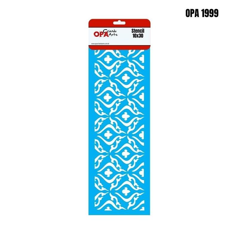 Stencil Simples de Acetato para Pintura 10x30cm Ref. OPA 1999 Estamparia Colonial I OPA (01 unidade)