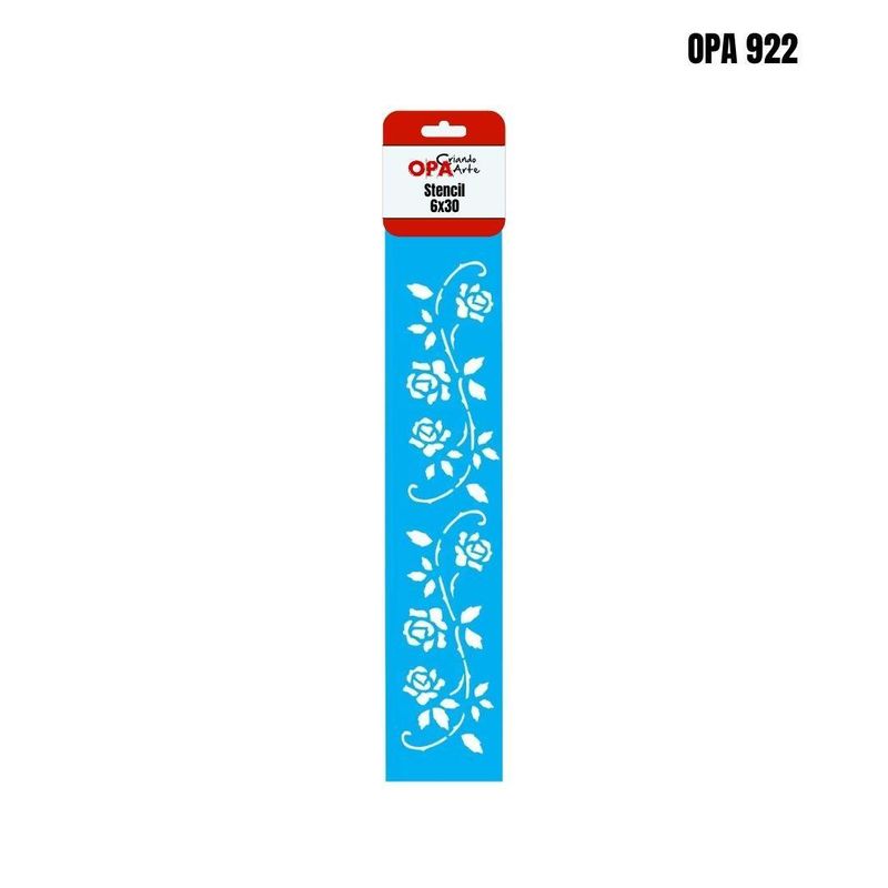 Stencil Simples de Acetato para Pintura 6x30cm Ref. OPA 922 Ramo Roseira OPA (01 unidade)