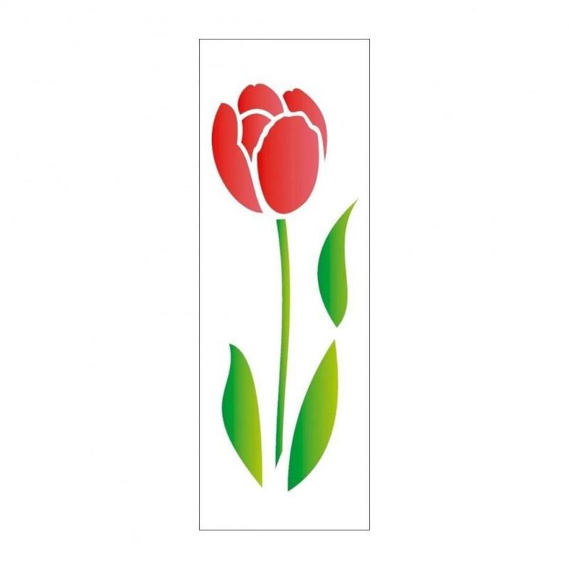 Stencil Simples de Acetato para Pintura 10x30cm Ref. OPA 1871 Estamparia Flor Tulipa II OPA (01 unidade)