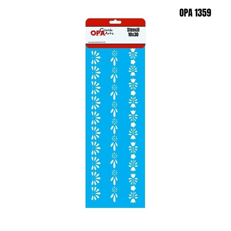 Stencil Simples de Acetato para Pintura 10x30cm Ref. OPA 1359 Estamparia Trio Pingente OPA (01 unidade)