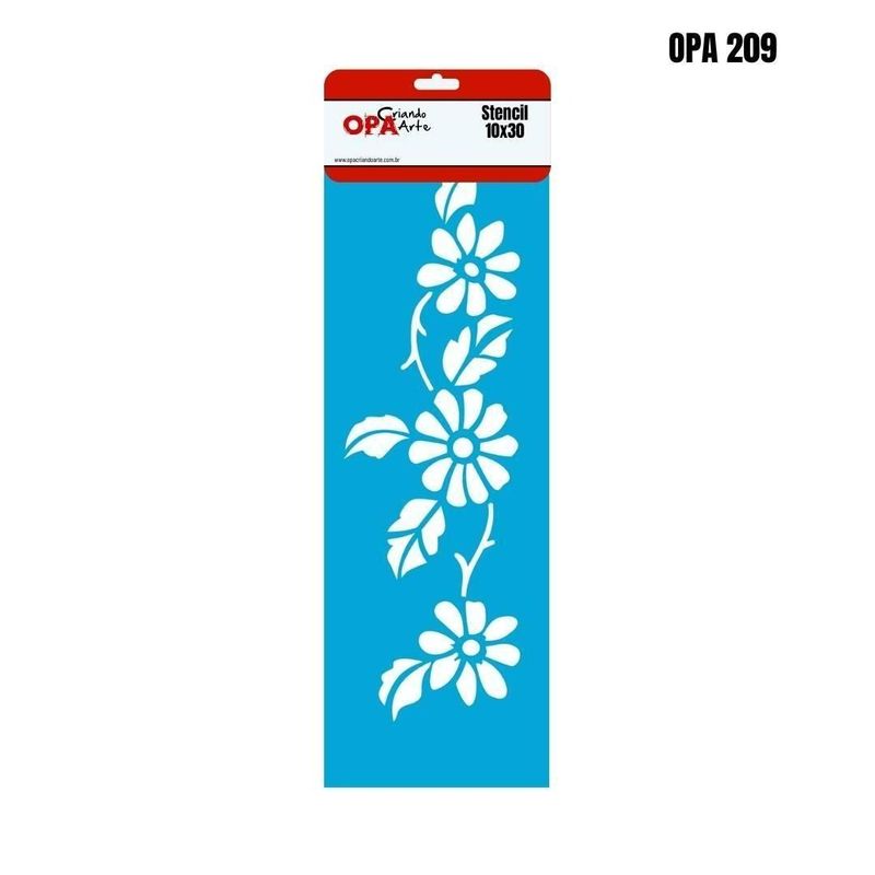 Stencil Simples de Acetato para Pintura 10x30cm Ref. OPA 0209 Estamparia Flores Girassóis OPA (01 unidade)
