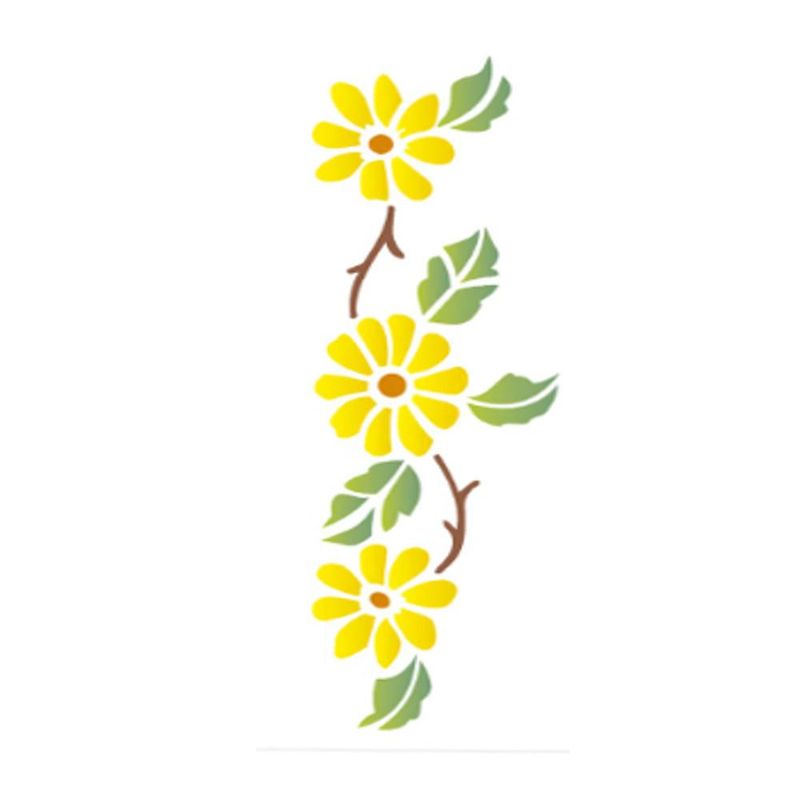 Stencil Simples de Acetato para Pintura 10x30cm Ref. OPA 0209 Estamparia Flores Girassóis OPA (01 unidade)