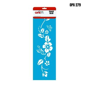 Stencil Simples de Acetato para Pintura 10x30cm Ref. OPA 279 Flores Papoulas OPA (01 unidade)