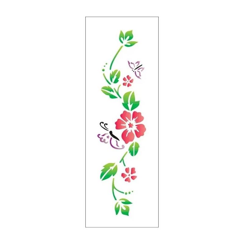 Stencil Simples de Acetato para Pintura 10x30cm Ref. OPA 279 Flores Papoulas OPA (01 unidade)
