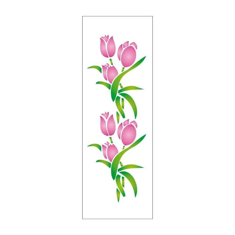 Stencil-Simples-de-Acetato-para-Pintura-10x30cm-Ref.-OPA-972-Flores-Tulipas-I-OPA--01-unidade-