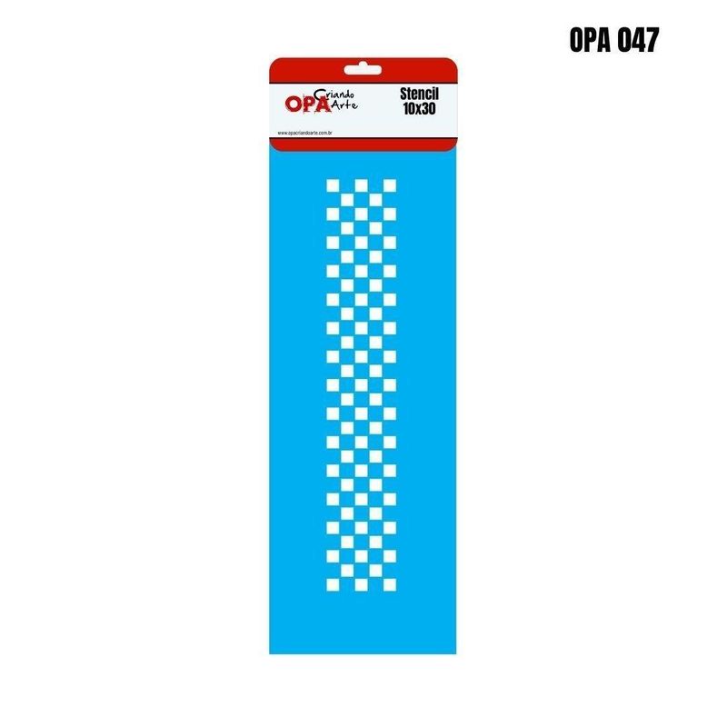 Stencil Simples de Acetato para Pintura 10x30cm Ref. OPA 047 Estamparia Quadrados Micro OPA (01 unidade)