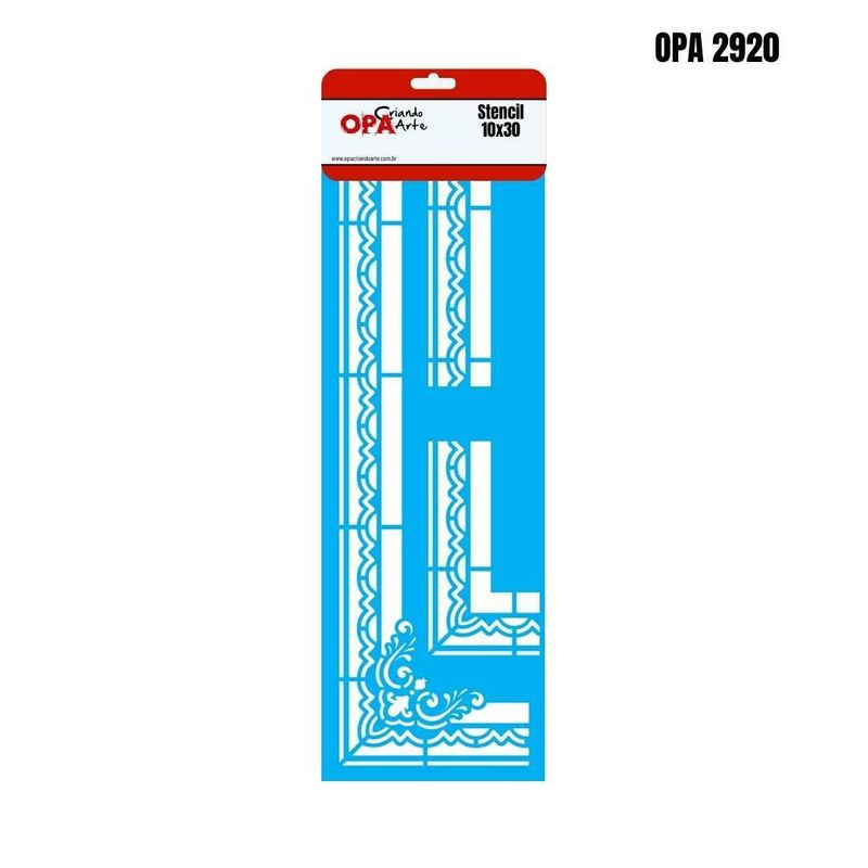 Stencil Simples de Acetato para Pintura 10x30cm Ref. OPA 2920 Estamparia Moldura Cantoneira I OPA (01 unidade)