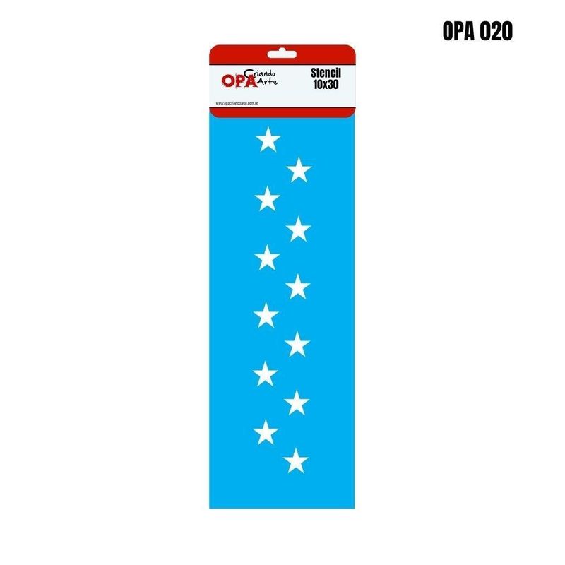 Stencil Simples de Acetato para Pintura 10x30cm Ref. OPA 020 Estamparia Estrelas Gr OPA (01 unidade)