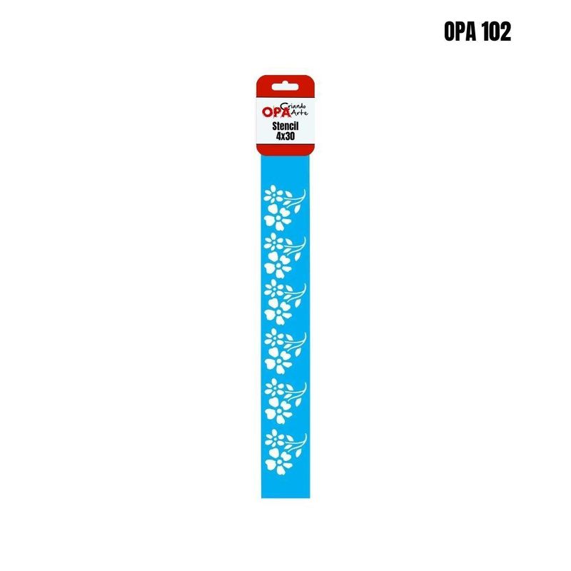 Stencil-Simples-de-Acetato-para-Pintura-4x30cm-Ref.-OPA-102-Flores-Ramos-OPA--01-unidade-