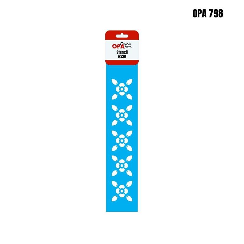 Stencil Simples de Acetato para Pintura 6x30cm Ref. OPA 798 Flores Simples OPA (01 unidade)