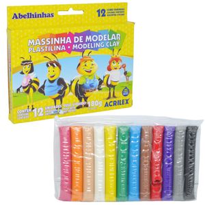 Massinha de Modelar Abelhinhas Modeling Clay C/ 12 Cores 180gr Ref. 07012 Acrilex (12 cores)
