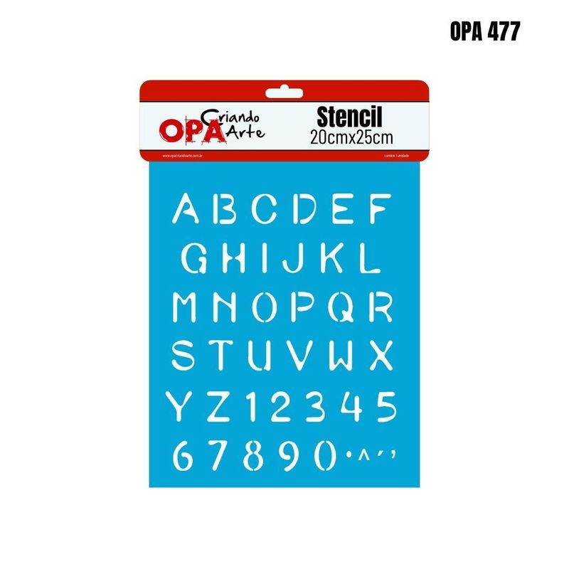 Stencil-Simples-de-Acetato-para-Pintura-20x25cm-Ref.-OPA-477-Alfabeto-Simples-OPA-Criando-Arte--01-unidade-