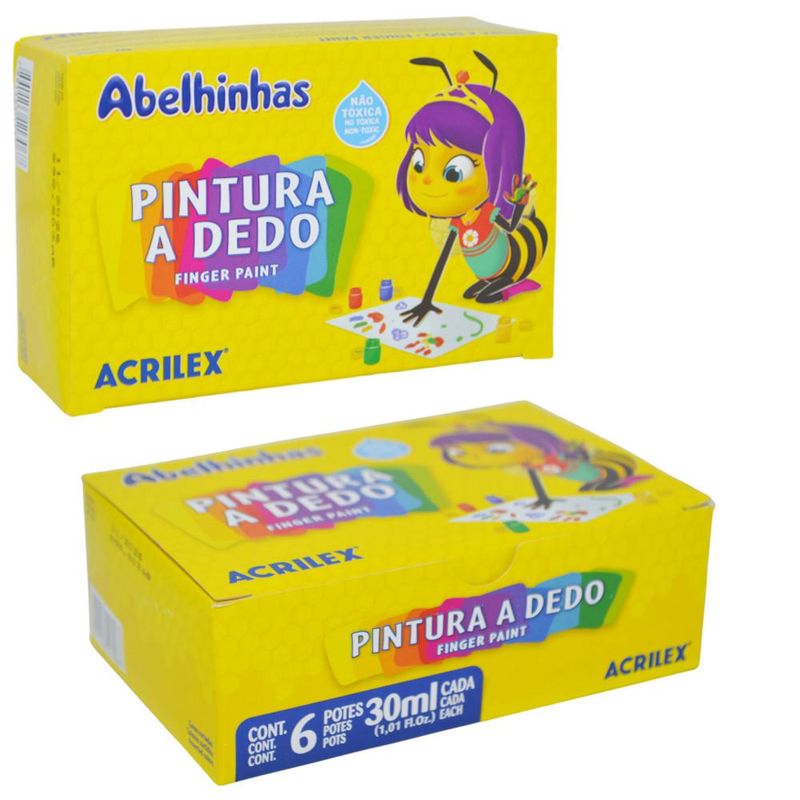 Tinta-Pintura-A-Dedo-Abelhinhas-C--06-Cores-30ml-Ref.-11306-Acrilex--06-unidades-
