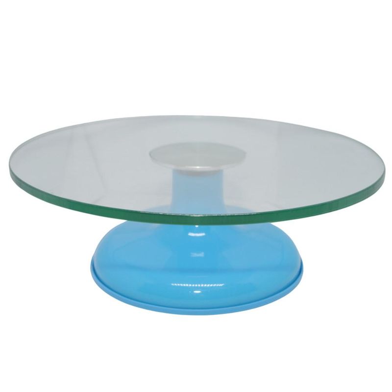 Bailarina--Prato-Giratorio--de-Vidro-Premium-Base-Azul-30cm-Ref.-FT300A-Silver-Chef--01-unidade-
