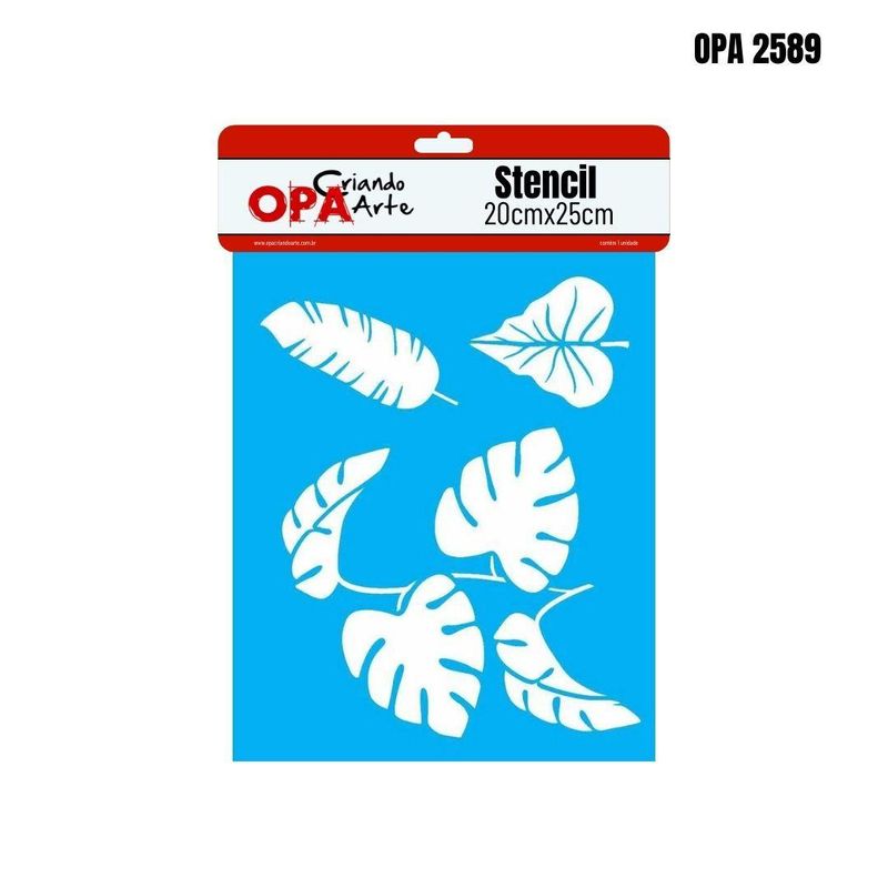 Stencil-Simples-de-Acetato-para-Pintura-20x25cm-Ref.-OPA-2589-Plantas-Tropicais-OPA-Criando-Arte--01-unidade-