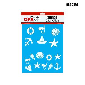 Stencil Simples de Acetato para Pintura 20x25cm Ref. OPA 3154 Infantil Estamparia Náutico II OPA Criando Arte (01 unidade)