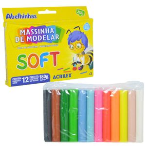 Massinha de Modelar Abelhinhas Soft C/ 12 Cores 180gr Ref. 07312 Acrilex (12 cores)