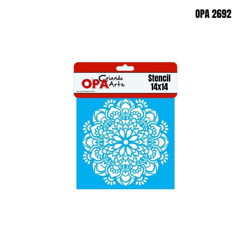 Stencil Simples de Acetato para Pintura 14x14cm OPA 2692 Mandala Flor Bauer (01 unidade)