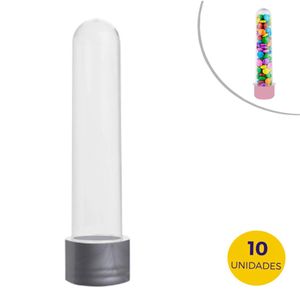 Tubete Grande Com Tampa Prata 11,7cm Mirandinha Miniaturas (10 unidades)