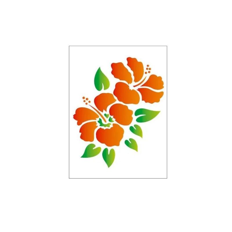 Stencil Simples de Acetato para Pintura 15x20cm OPA 755 Flores Hibiscos (01 unidade)