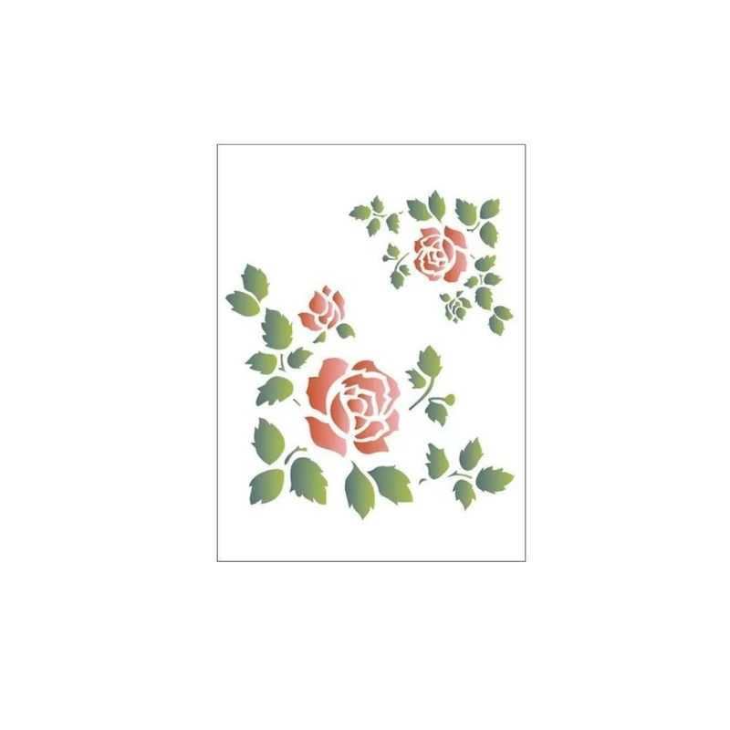 Stencil Simples de Acetato para Pintura 15x20cm OPA 1044 Cantoneira Rosas (01 unidade)