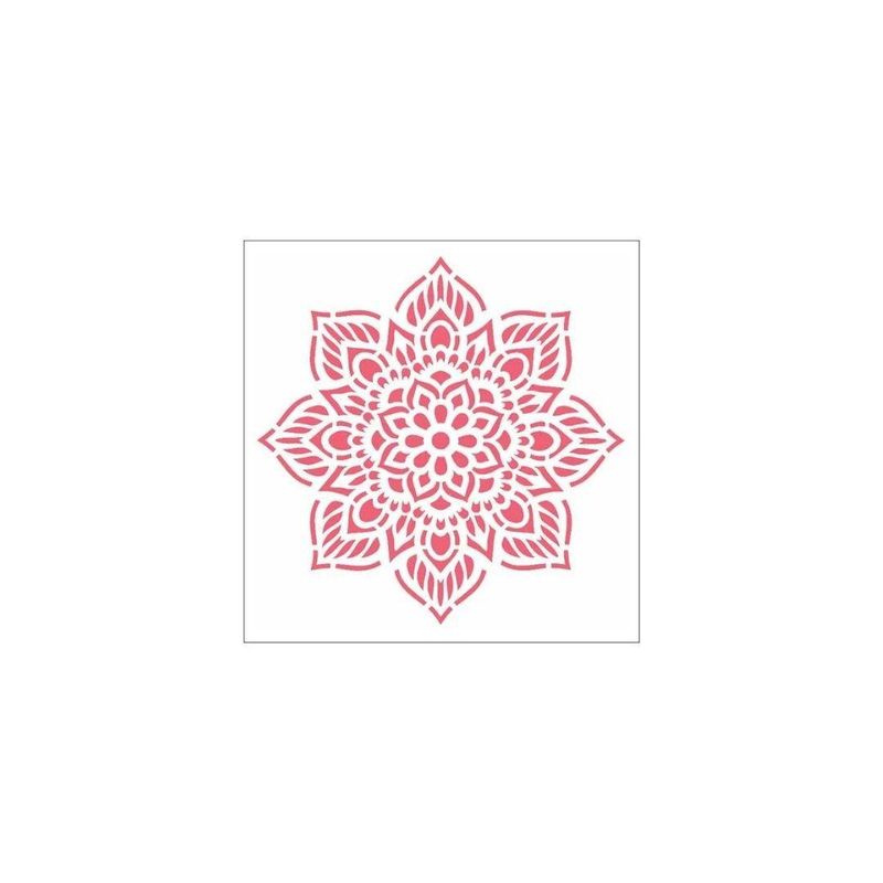 Stencil Simples de Acetato para Pintura 14x14cm OPA 2693 Mandala Flor Oito Pontas (01 unidade)