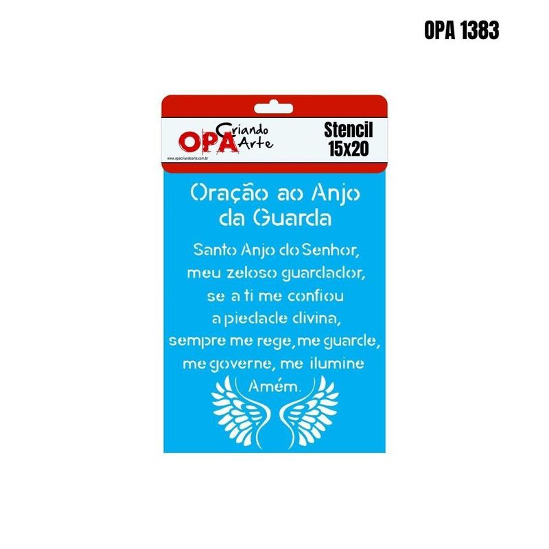Stencil Simples de Acetato para Pintura 15x20cm OPA 1383 Oração do Anjo (01 unidade)