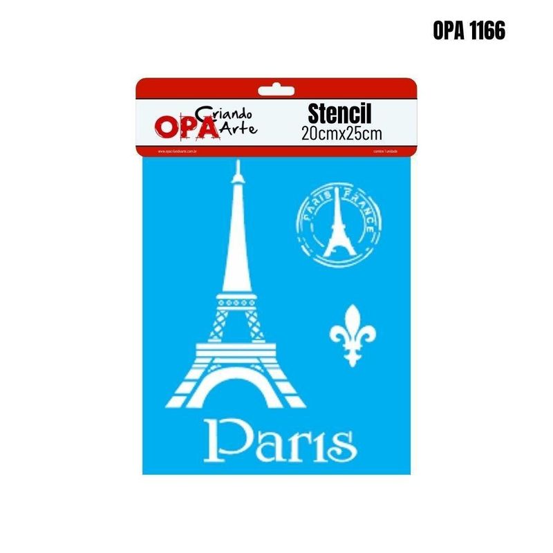 Stencil Simples de Acetato para Pintura 20x25cm OPA 1166 Cidades Paris (01 unidade)